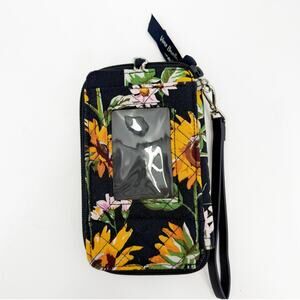 Vera Bradley Wristlet Wallet Sunflowers Quilted Cotton ID Storage RFID Travel